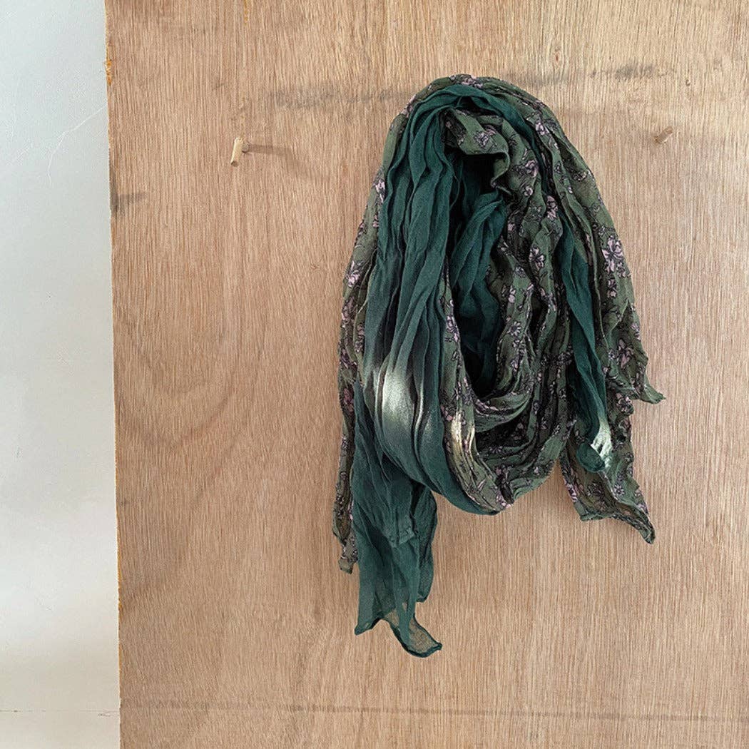 Funkyrel® Atzbranding Limited - Wholesale Scarf - Women's - Scarvii - Lightweight Floral Pattern Ruched Scarf0