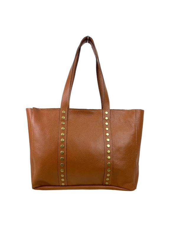 Chenson & Gorett – wholesale Väska med handtag – Dam – Stor italiensk läderväska med dekorativa nitar1