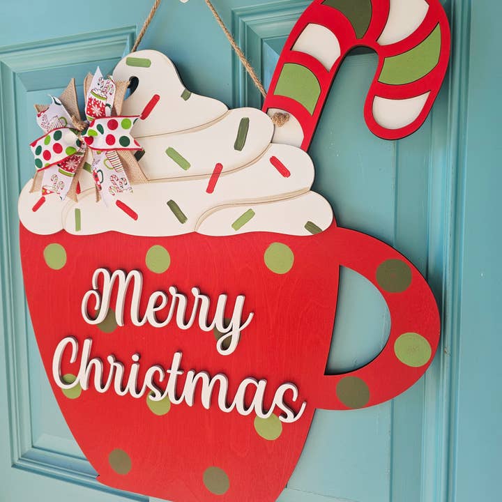 Teal Moon Creations - Wholesale DIY Craft Kit - DIY Merry Christmas Hot Cocoa Mug Door Hanger1