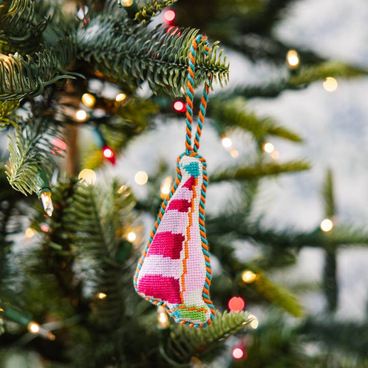 Needlepoint Icon Ornament - Sailboat for wholesale by Furbish Studio