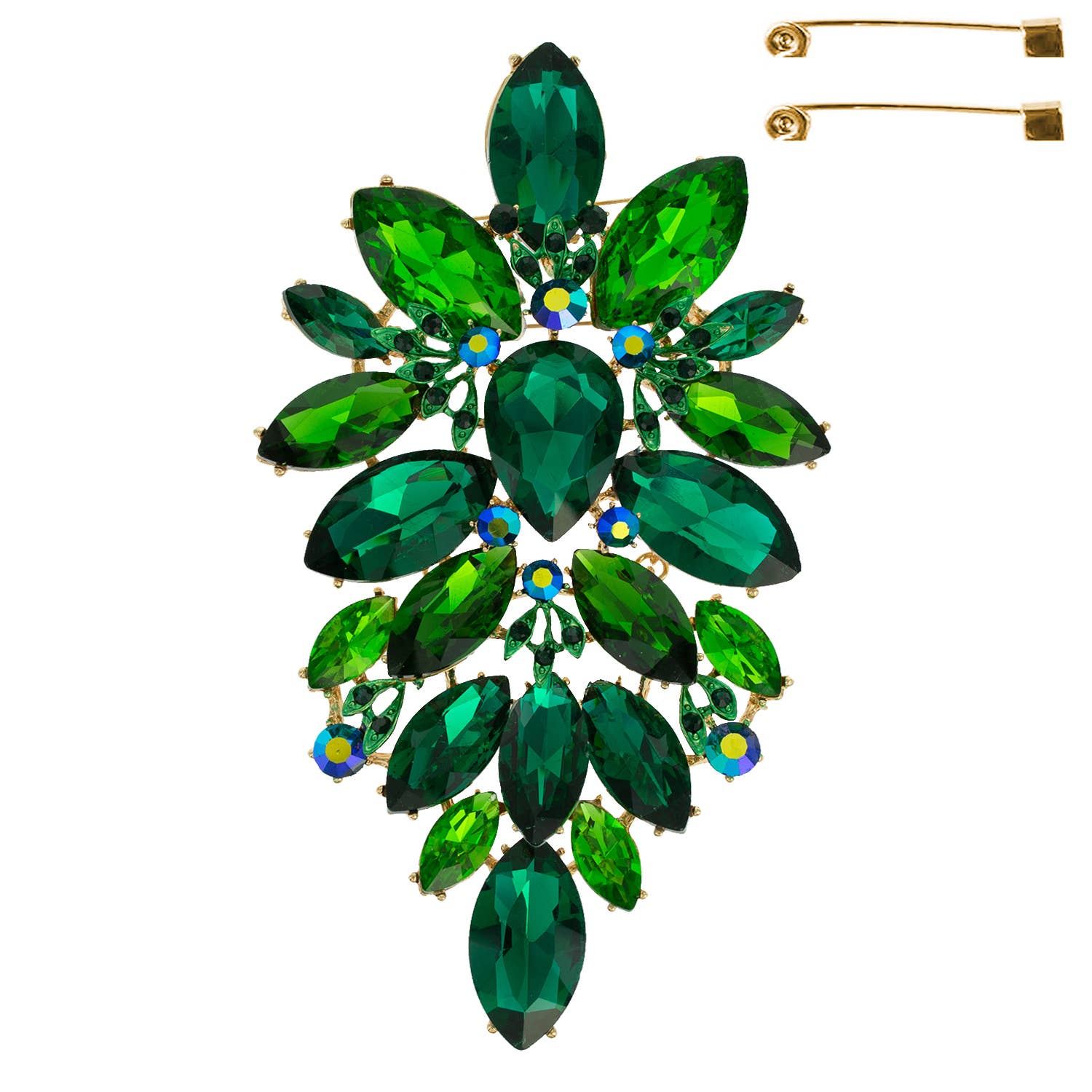 SP Sophia Collection - Wholesale Brooch - Floral Geo Shape Jeweled Cluster Brooch Pin 3