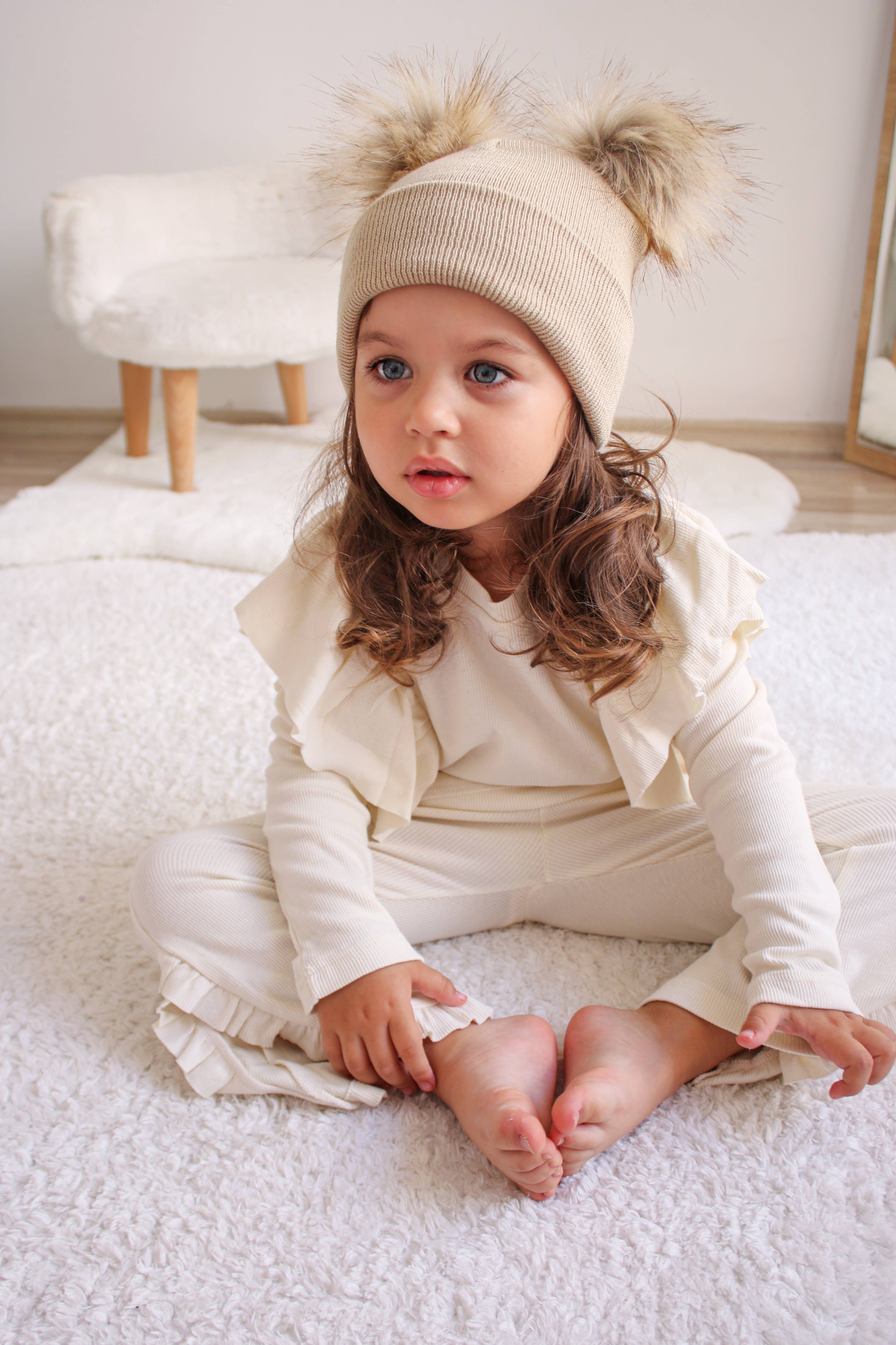 Himmelberg Baby - Wholesale Beanie - Kids - Beige Pom Pom Baby/Kid's Beanie, Newborn to 8 Years, Unisex18