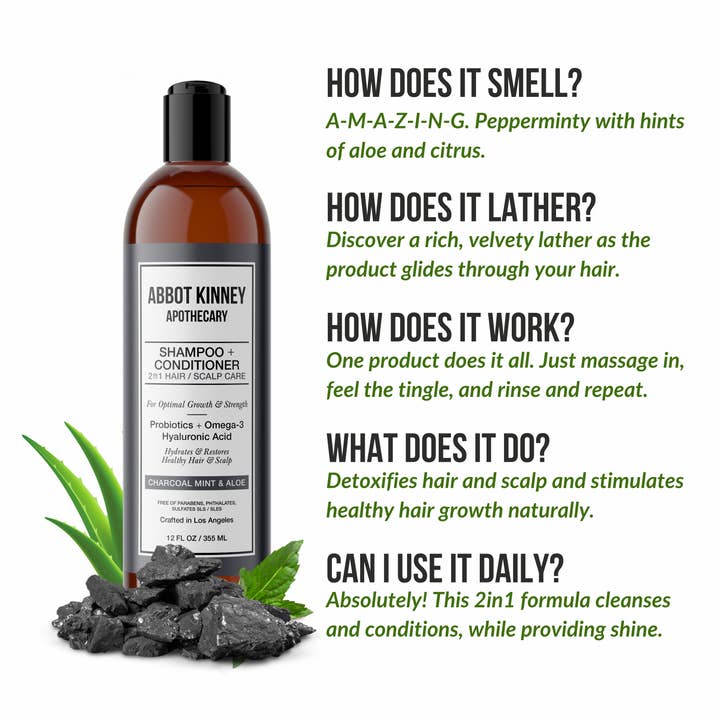 Abbot Kinney Apothecary - Wholesale 2-in-1 shampoo & conditioner – Men's - Charcoal & Mint 2 in 1 Scalp Shampoo4
