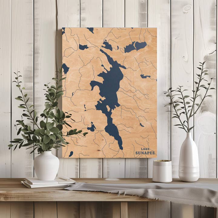Lake Sunapee New Hampshire Custom Lake Map for wholesale by Benoit's Design Co.