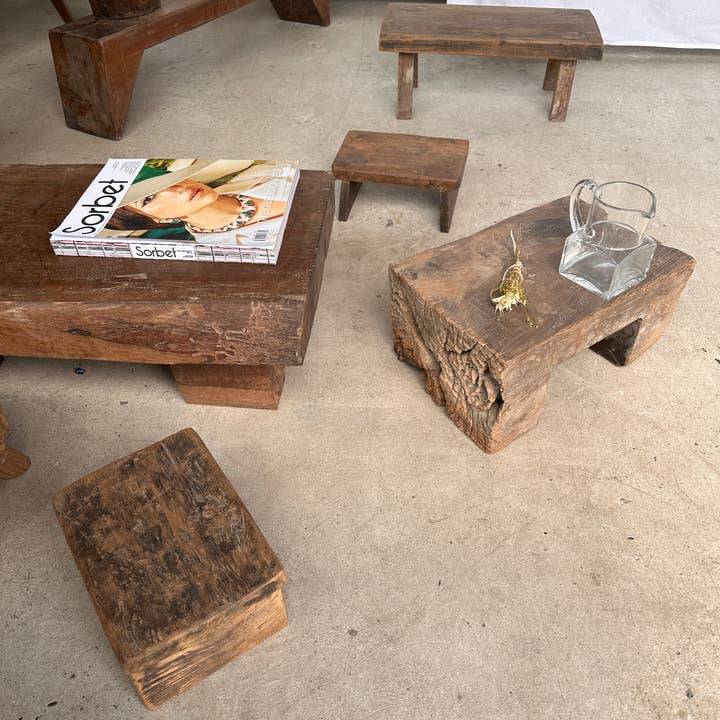 Office Objets - Wholesale Stool - Raw monoxyle organic Asian teak stool86