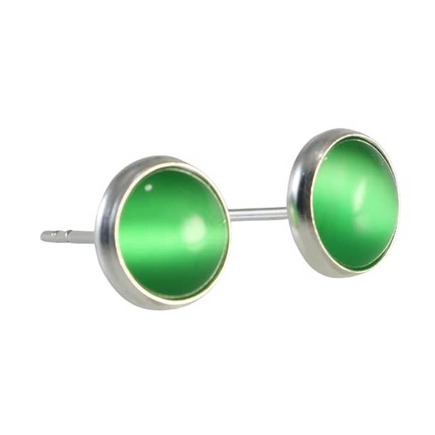 Silver Round Cat's Eye Stud Earrings - Green-Blue-Pink-White for wholesale by Echmeck LLC