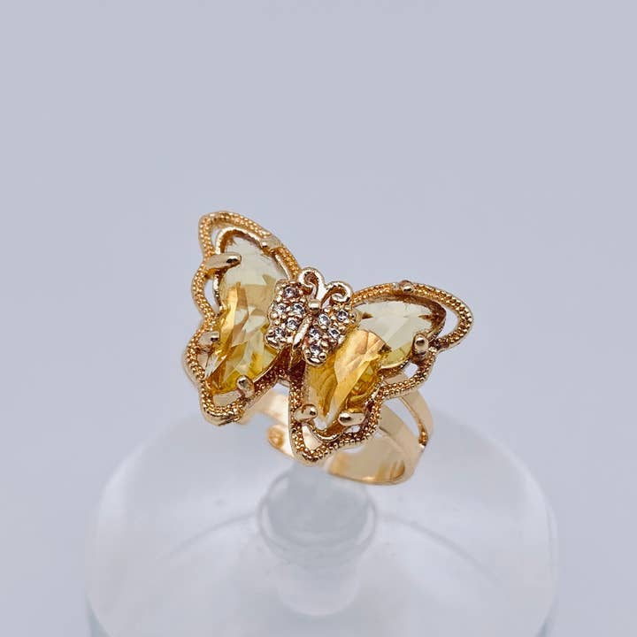Mio Queena - Wholesale Cocktail/Statement Ring - Multi-color of Glass Butterfly Rings2
