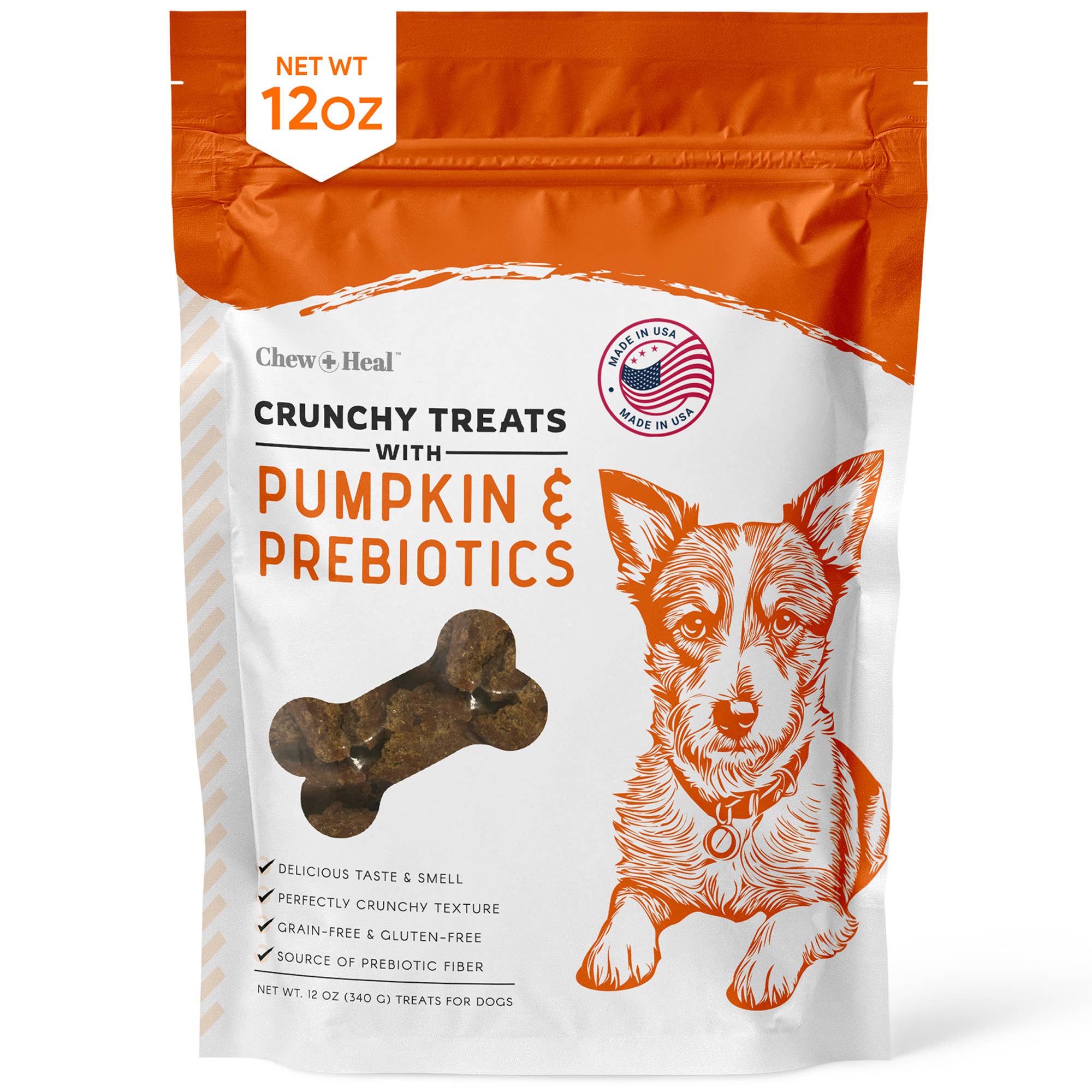 Chew + Heal - Vente Friandises – chien - Friandises croquantes à la citrouille et aux probiotiques pour chiens1