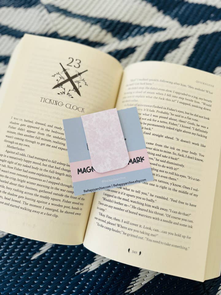 Woven Wildflowers Pastel Dusty Rose Magnetic Bookmark for wholesale by TheHappyArchive