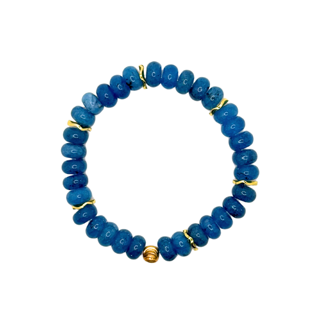Baubles by Becca - Wholesale Beaded Bracelet - Cobalt Blue Gemstone Bracelet with Gold Accents0