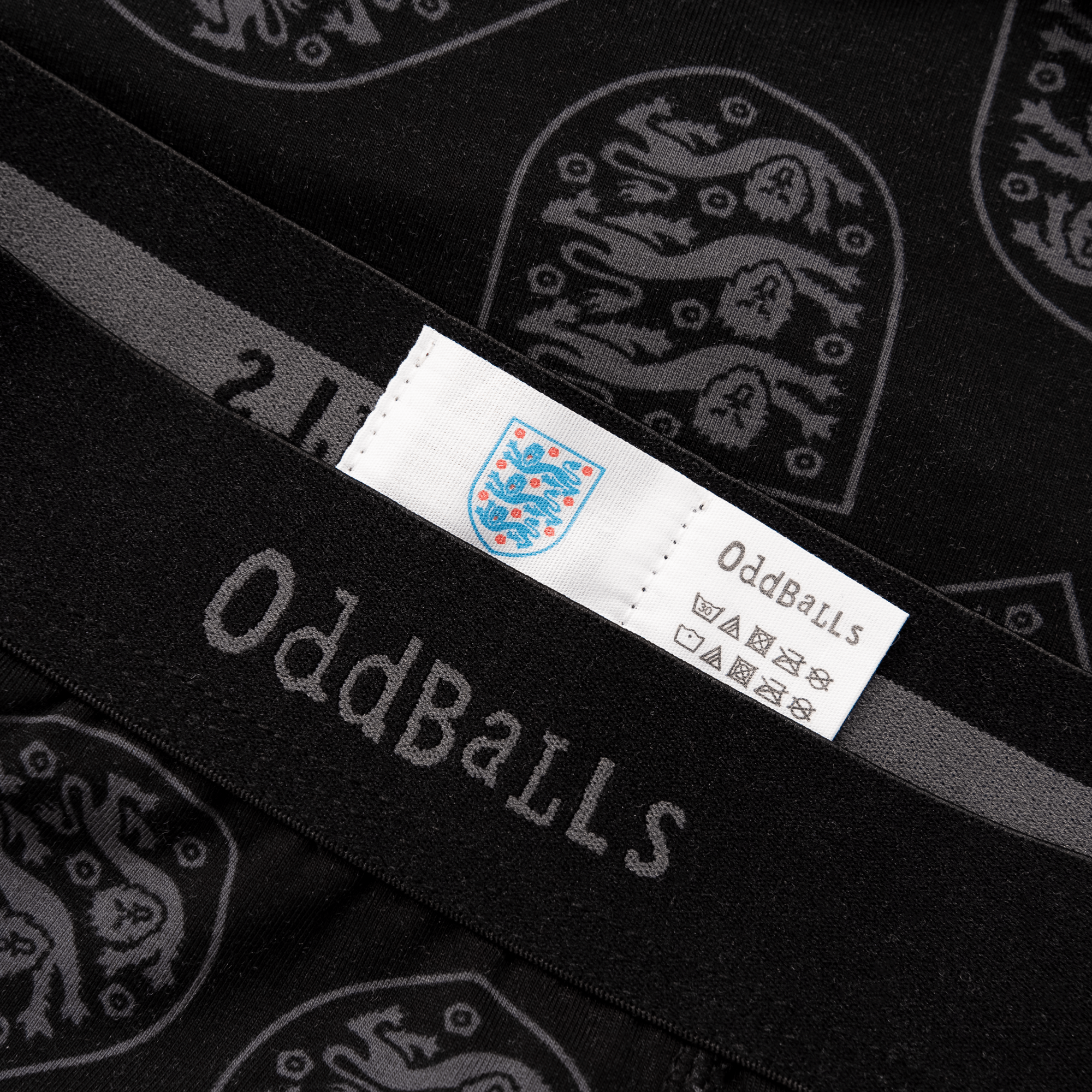 OddBalls – wholesale Underwear – Men's – England FA Black - Mens Cotton Boxer Shorts2