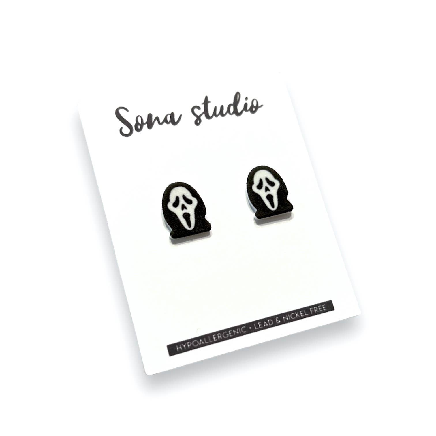 Sona Studio - Venta al por mayor Pendientes de botón/aretes de poste - Pendientes de Halloween con cara de fantasma1