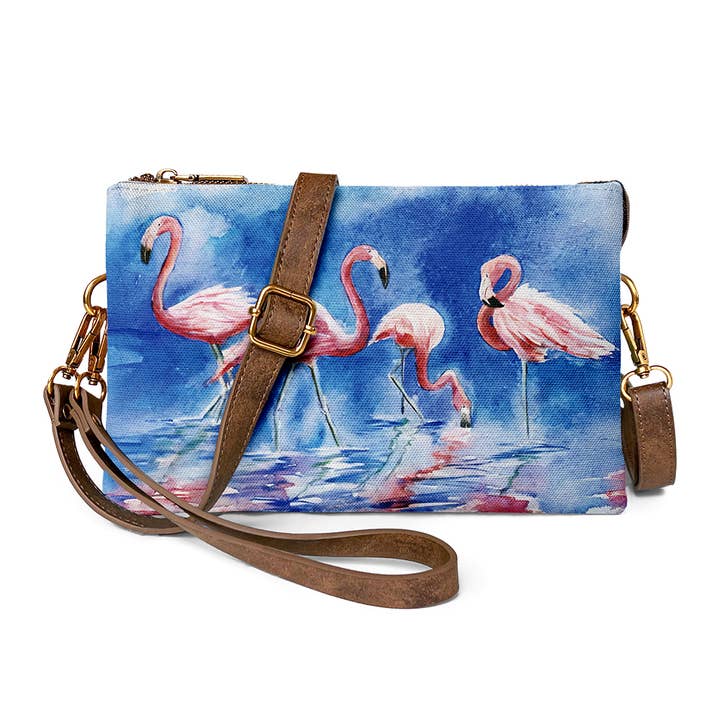 Sac bandoulière Pastel Flamingo fait main, écologique, à offrir pour la vente par ANNGOTI