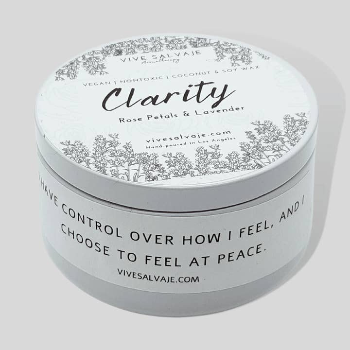 Healing Collection Clarity Tin Candle for wholesale by Vive Salvaje Aromatherapy