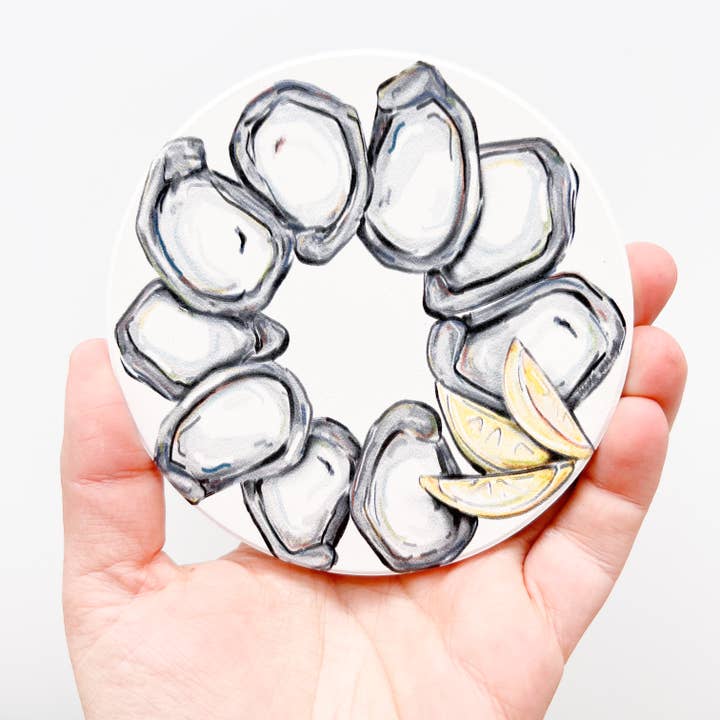 Oyster Wreath Coaster - Fun Coastal Seafood Absorbent Stone voor wholesale door Home Malone