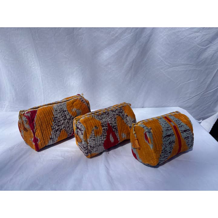 Tibet Handicrafts LLC - Wholesale Travel Set - Orange Vibes Velvet 3 Piece Travel Set5