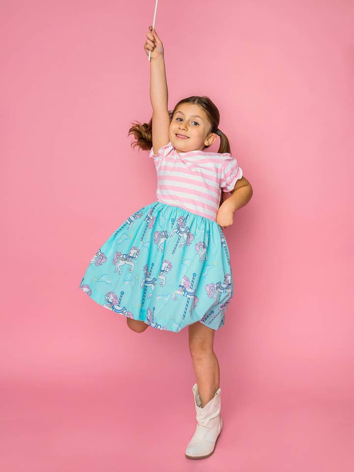 Posh Pickle - Wholesale Dress - Kids - Carousel Short Sleeved Swing Dress5