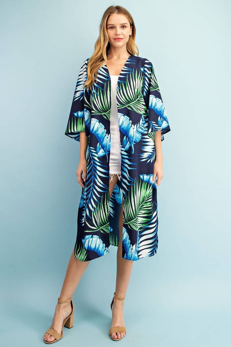 FSL Apparel – wholesale Kimono – Women's – SJ6444 - TROPICAL PRINTED CHIFFON KIMONO1