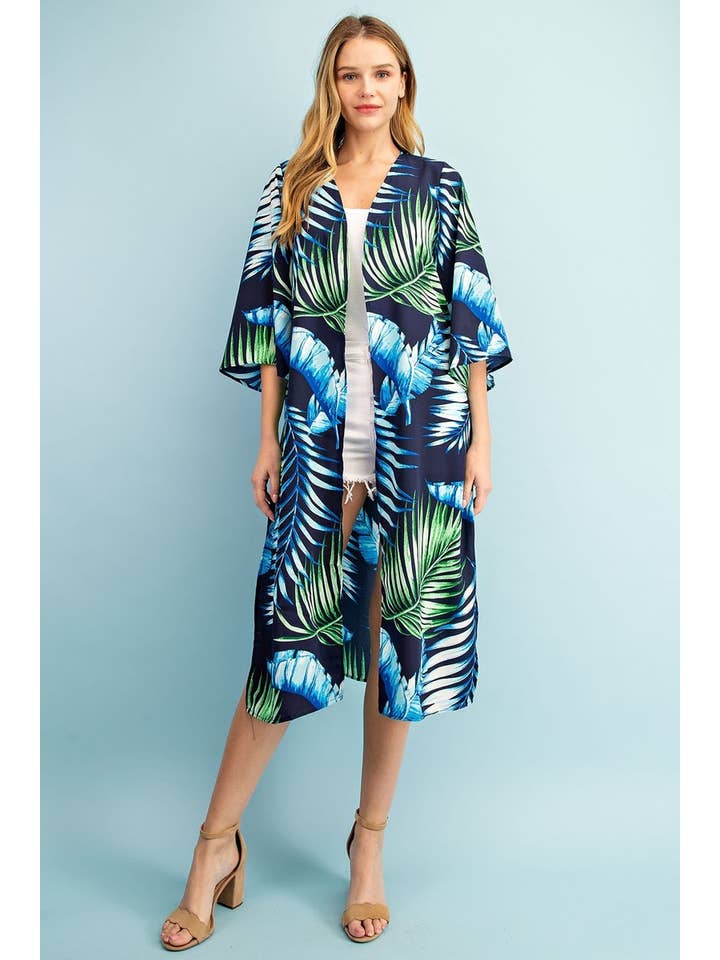 FSL Apparel – wholesale Kimono – Women's – SJ6444 - TROPICAL PRINTED CHIFFON KIMONO1