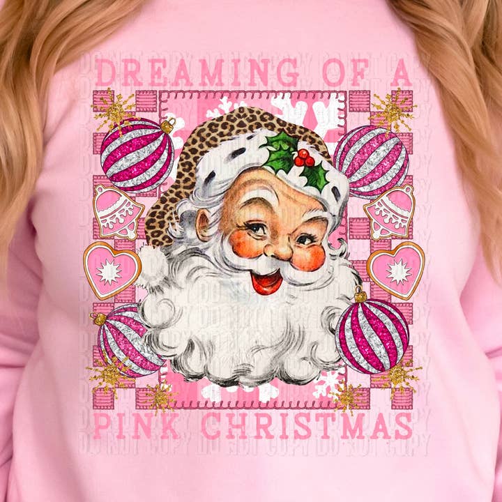 Dreaming Of A Pink Christmas DTF Transfer for wholesale by K and M Designs