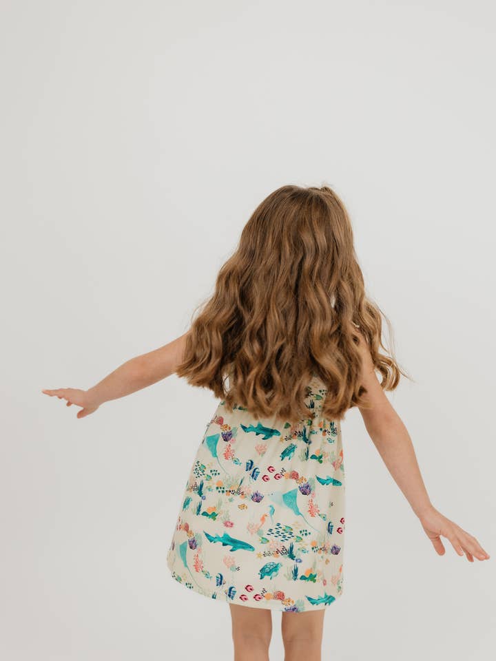 Blue Multi Coral Reef Bamboo Sundress for wholesale on Faire