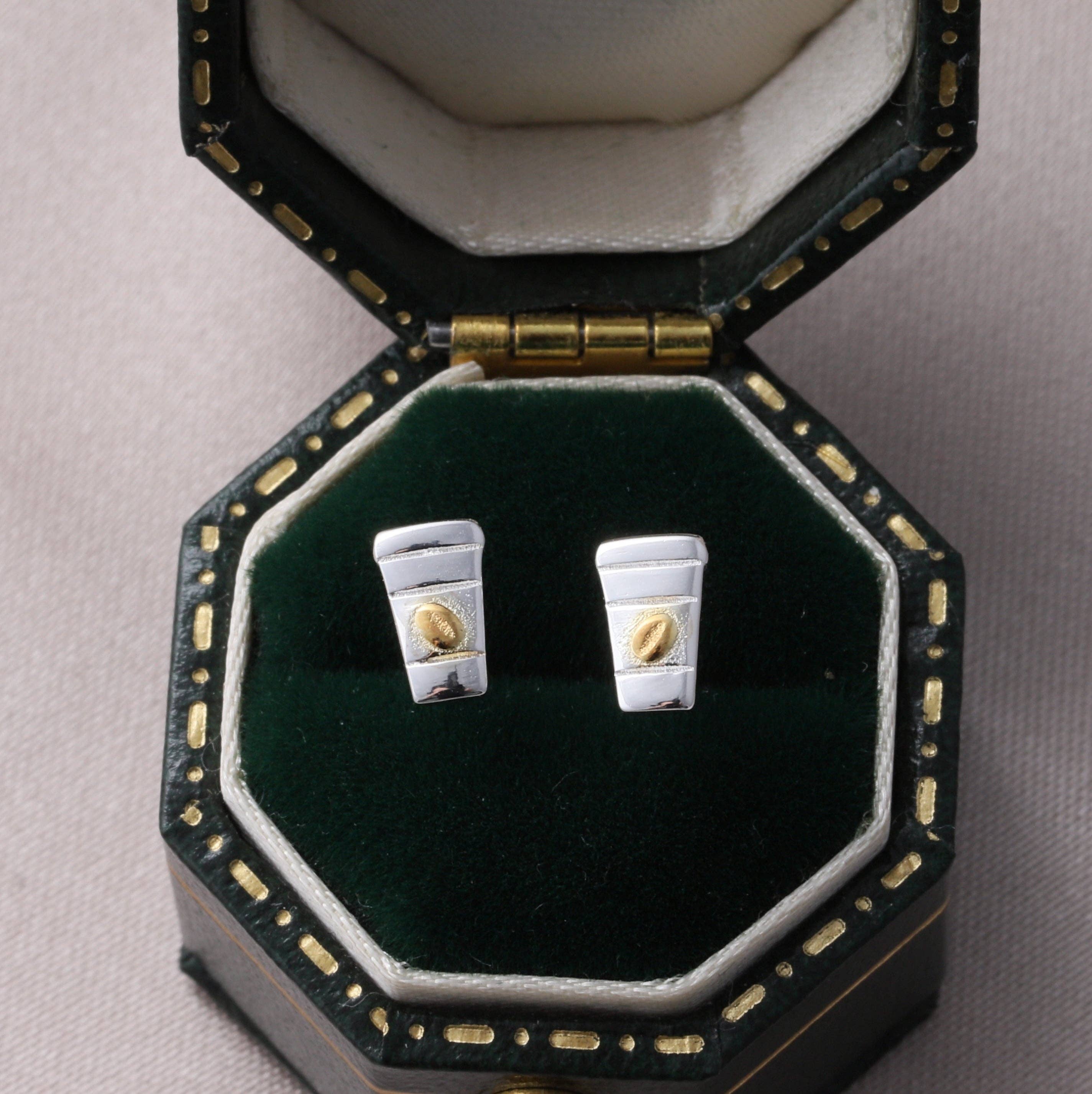 silver TT71013 AWAKENING  Travel Coffee Cup earrings for wholesale on Faire1