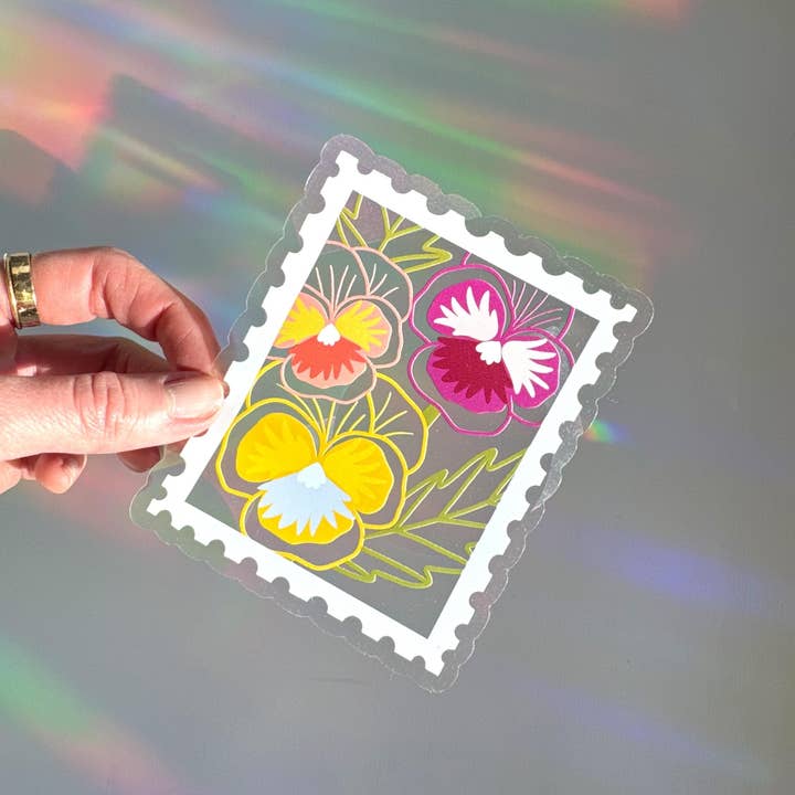 Ten By Ten - Wholesale Suncatcher - Pansy Stamp Suncatcher Sticker Rainbow Window Decal4