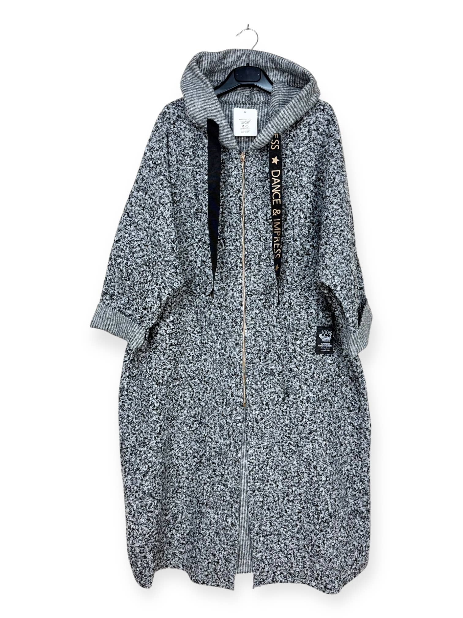 Lucky Nana - Wholesale Coat - Women's - AH 22158 - Long Coat in Bouclé Fabric20