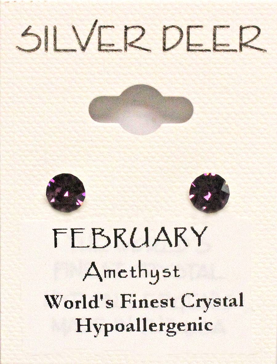 Silver Deer Crystal - Wholesale Stud/Post Earrings - 48 pr. Birthstone Earring Collection on Easel Board (5mm)2