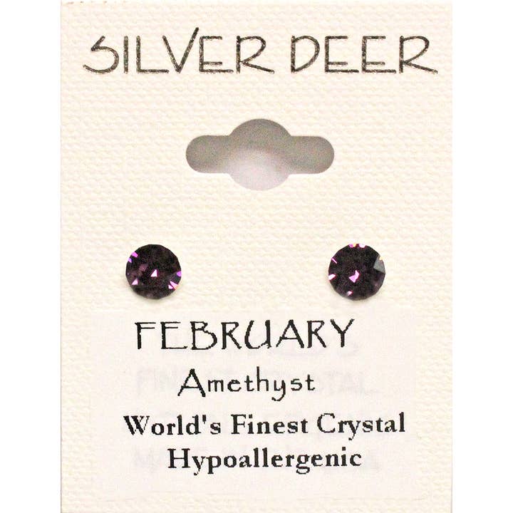 Silver Deer Crystal - Wholesale Stud/Post Earrings - 48 pr. Birthstone Earring Collection on Easel Board (5mm)2