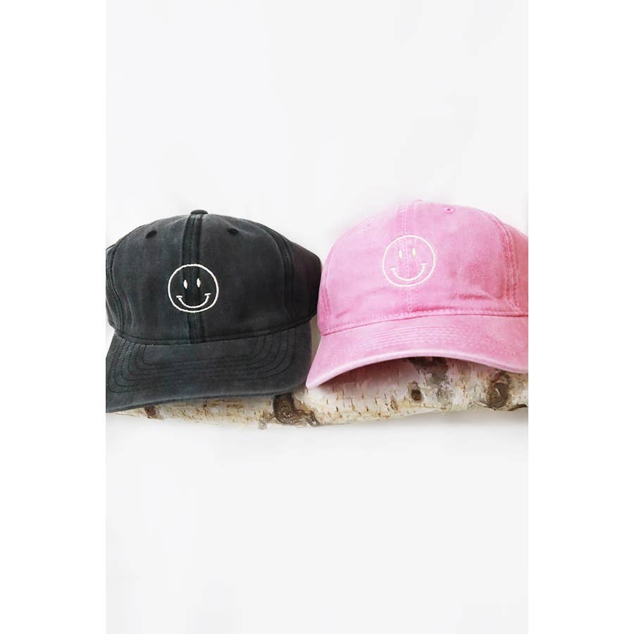 Love and Repeat - Wholesale Baseball Cap - Women's - Smile Face Embroidered Washed Baseball Cap5