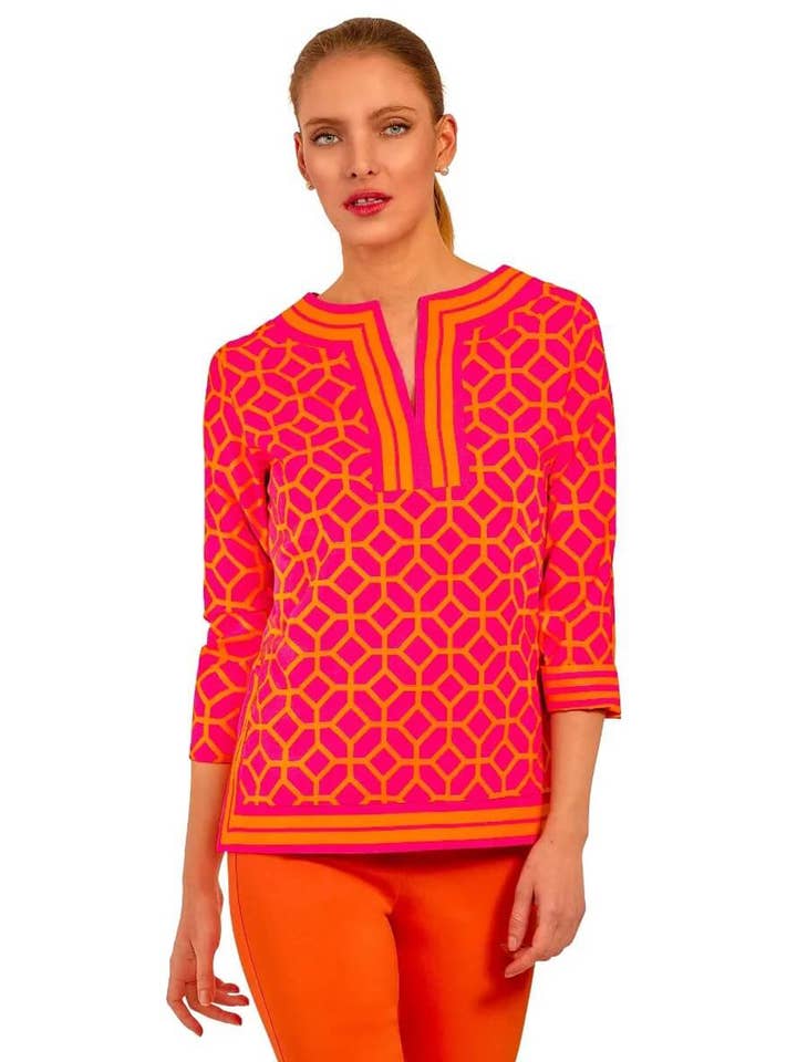 Cotton Split Neck Tunic - Lucy In The Sky With Diamonds for wholesale by Gretchen Scott LLC