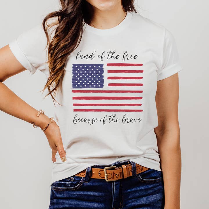 Camiseta con estampado de la bandera estadounidense, unisex Bella + Canvas para venta al por mayor de Lissi Designs
