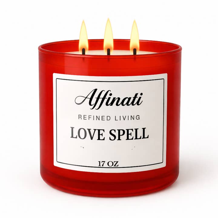 Candela a 3 stoppini Incantesimo d'Amore per la vendita all'ingrosso da parte di Affinati