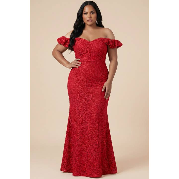 PLUS SIZE SWEET HEART JACQUARD MAXI DRESS for wholesale by Maniju