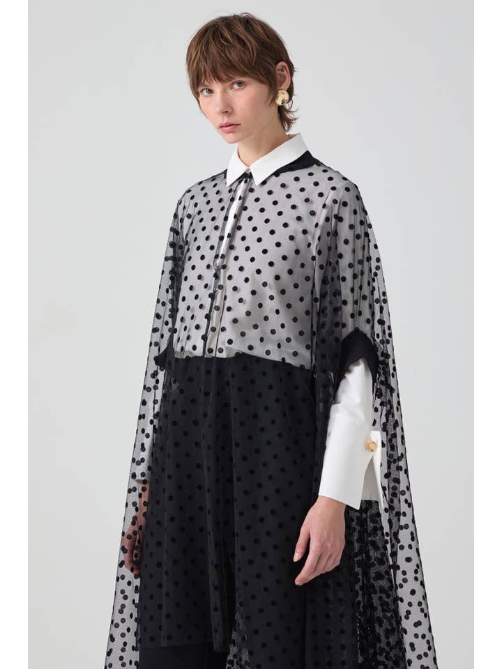 Black POLKA DOT TULLE PONCHO for wholesale on Faire
