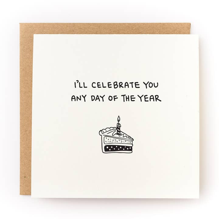 Biglietto di compleanno con torta «I'll Celebrate You Any Day» per la vendita all'ingrosso da parte di Kwohtations