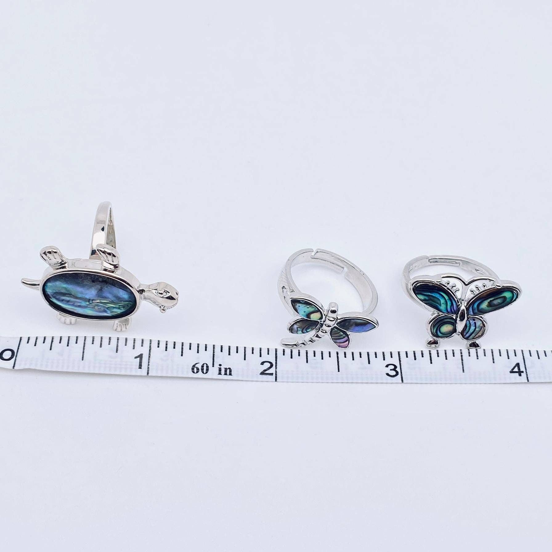 Mio Queena - Wholesale Cocktail/Statement Ring - Tortoise Butterfly Dragonfly Abalone Shells Adjustable Ring6