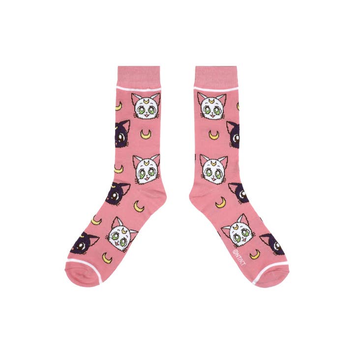 Bioworld Merchandising - Wholesale Socks - Men's - Sailor Moon Crystal Luna & Artemis Men's Crew Socks