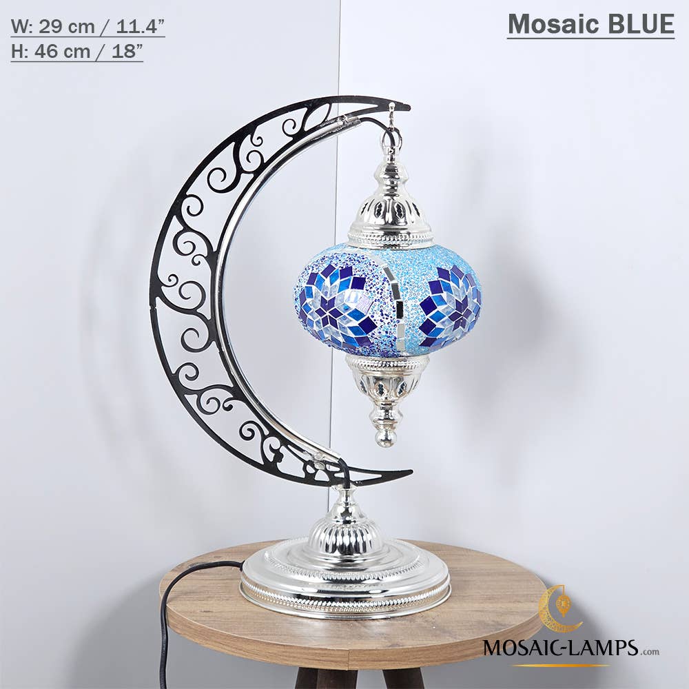 Mosaic Lamps - Vendita all'ingrosso Lampada da scrivania/d'accento - Lampada da scrivania Turkish Moon in argento, luci ad arco marocchine, Murano C30