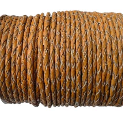 Oslo Round Braided Leather Cord - 8mm - fire opal for wholesale by Sun Enterprises B.V.