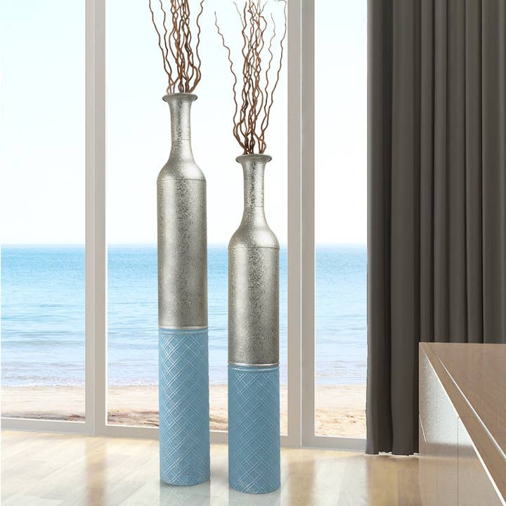 Accent Collection - Wholesale Vase - Large Metal Floor Vases Tall Vase Set of 2 42" and 36"