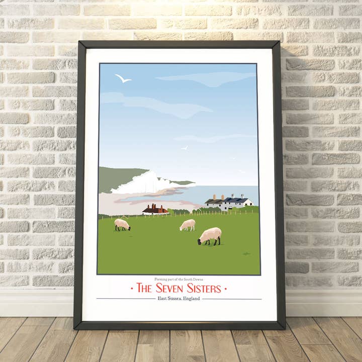 Seven Sisters, East Sussex Print, Tea Towel, Cards & Gifts for wholesale by Tabitha Mary
