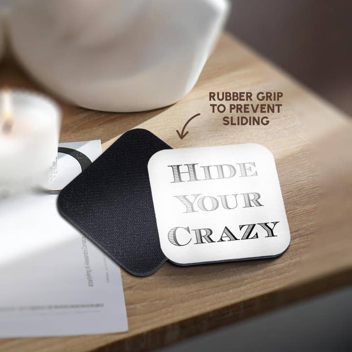 3dRose - Wholesale Coasters - 3dRose, Image Of Hide Your Crazy, Coaster10