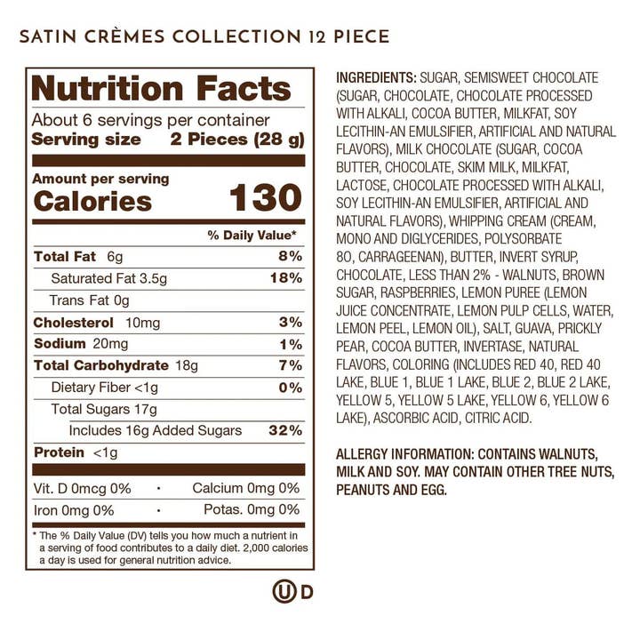 Ethel M Chocolates - Wholesale Chocolate Box - PREMIUM 12-PIECE SATIN CRÈMES COLLECTION, ASSORTMENT3