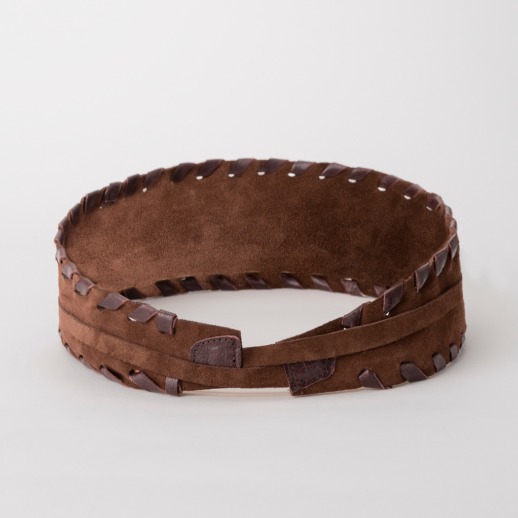 JUAN·JO GALLERY      (Leather Gallery, SCP) – wholesale Belt – Women's – Dark Brown Suede Obi Belt Boho Style - Fall 2025 2