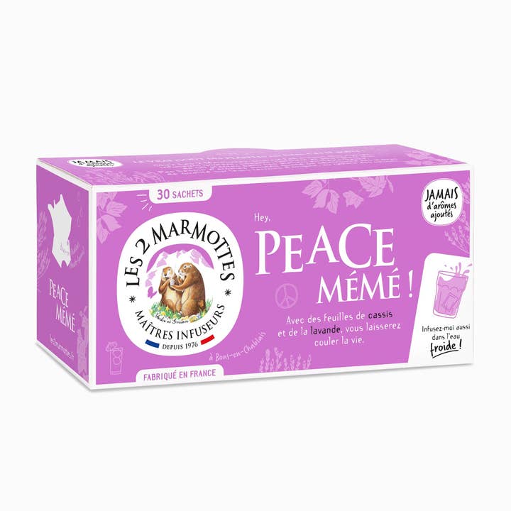 Les 2 Marmottes - Wholesale Health/Detox Tea - Blackcurrant Leaf & Lavender Infusion: Peace Meme Herbal Tea