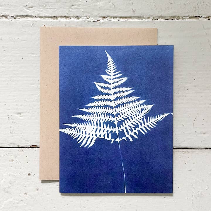 Atwater Designs - Vente Carte de vœux classique - Fern no. 3 | Carte vierge sur le cyanotype botanique2