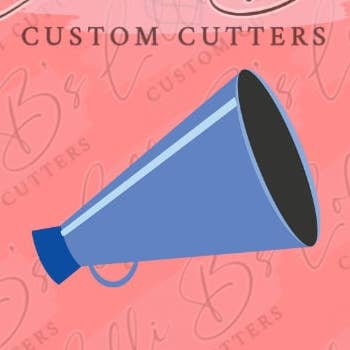 Cheerleader Megaphone Cookie Cutter for wholesale by Lolli B Custom Cutters