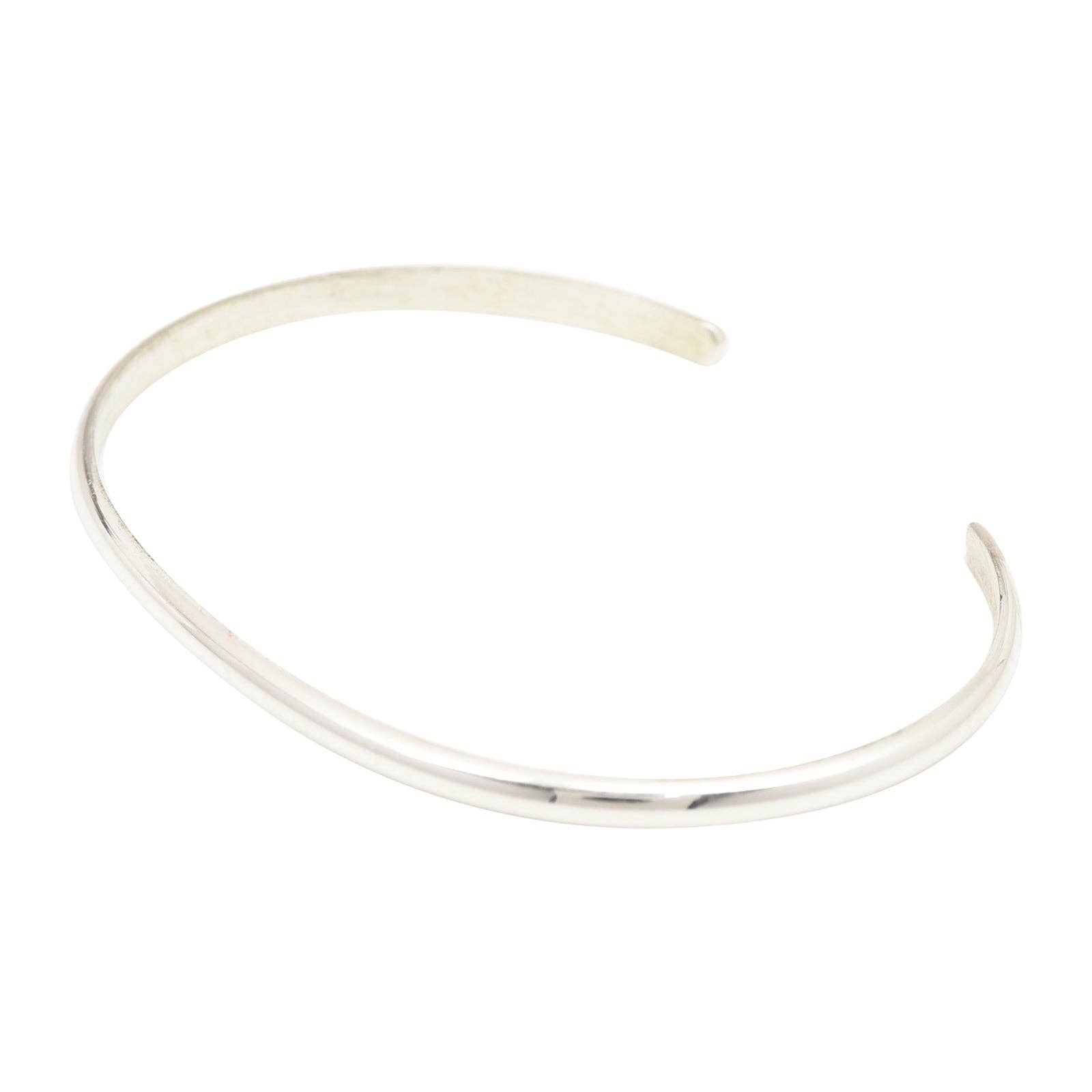 Select Lines - Wholesale Cuff Bracelet - Elaine Tahe Sterling Silver Navajo Half Round Plain 3mm Bracelet2